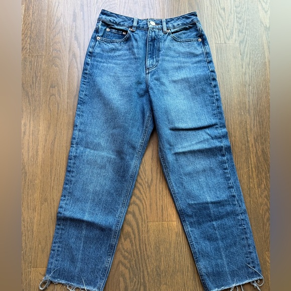 Asos Sz 30 Jeans Design Curve Recycled Florence Straight Leg Cut Off Side Splits - Picture 1 of 7